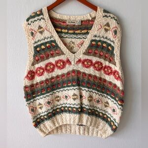 L.L. Bean Multicolor V-Neck Sweater Vest